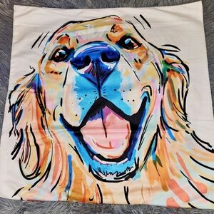 Vibrant Dog Print Pillow Cover